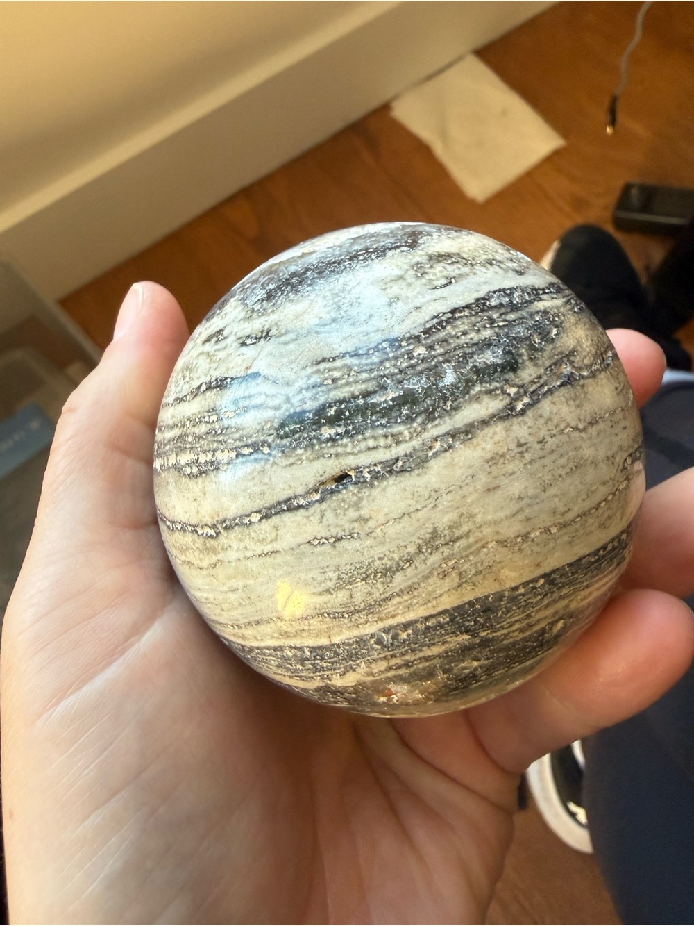 Gorgeous HUGE ocean jasper sphere w/ druzy pockets